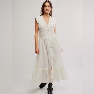 NWT Free People Desert Dazed Sleeveless Midi Dress in Clean Ivory / Medium